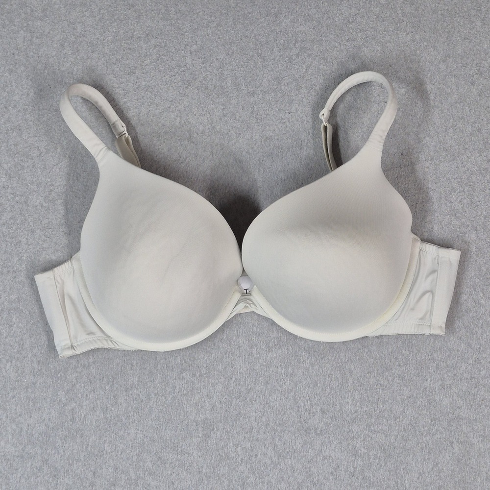 Cacique Women Bra 42D White Smooth Boost Plunge T Shirt Underwired
